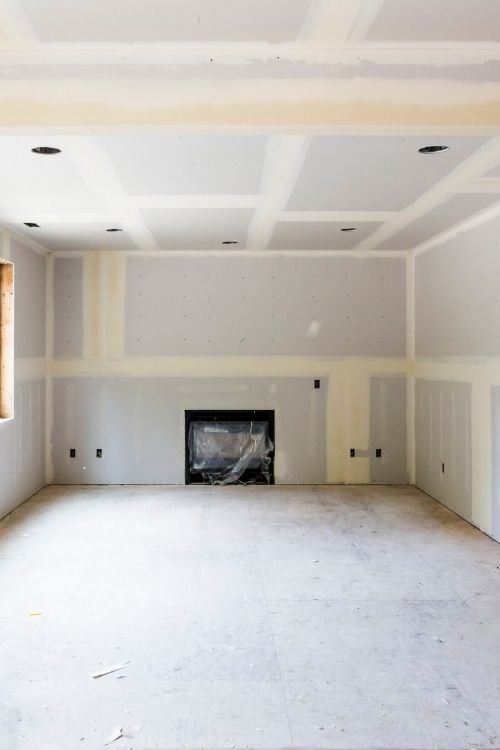 Drywall installation in a new home contruction