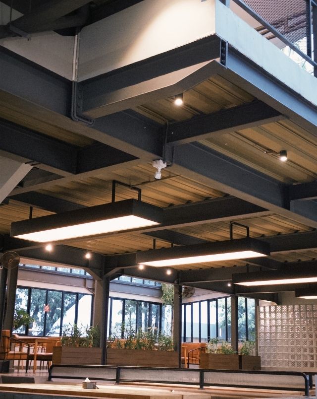 Interior of Modern Industrial Style Restaurant