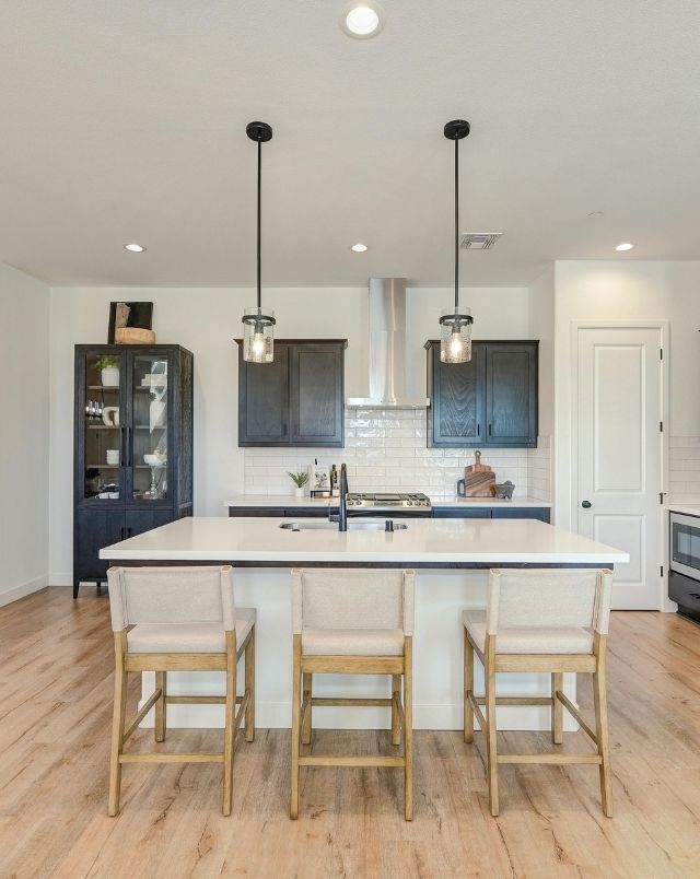 Modern Kitchen Interior with Island and Pendant Lights