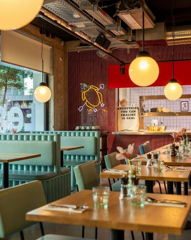 Modern Restaurant Interior with Warm Lighting