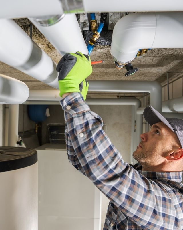 Plumbing Contractor Finishing Sanitary Pipeline Installation